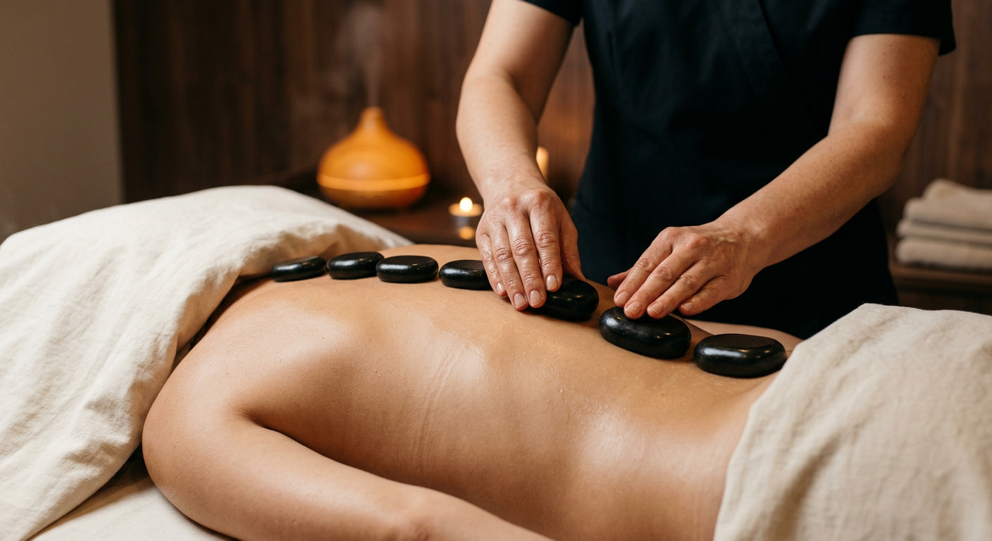 Hot stone therapy at Bonsella Hotel spa